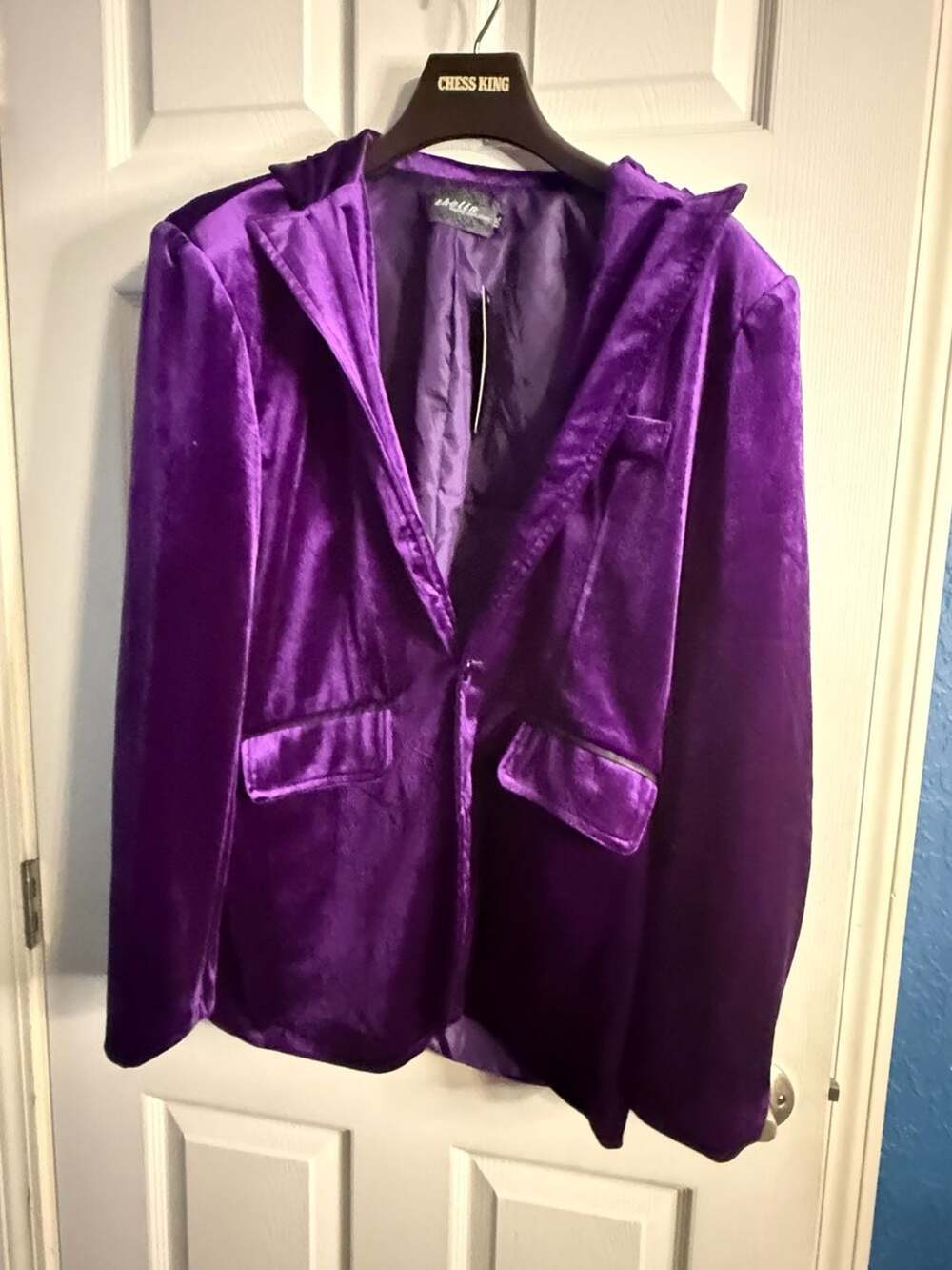 Zhelin Purple Velvet Blazer XXL NWT Jewel Tone Single Button Party Jacket
